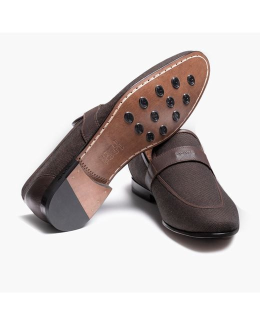 Armos Brown Linen Loafers for men