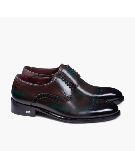 Armos Black Emerald Patina Leather Derby for men