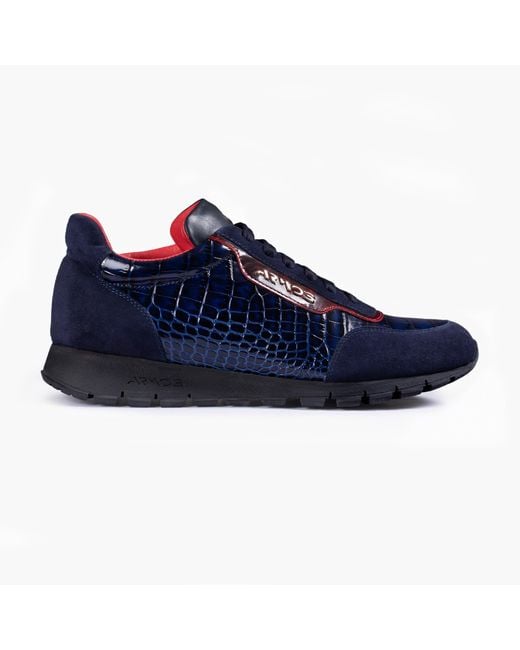Armos Blue Croc-Embossed Leather Sneaker for men