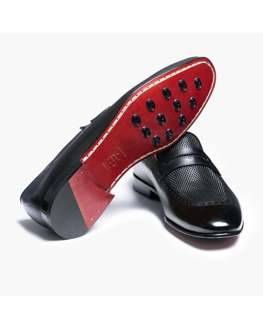 Armos Black Perforated Leather Loafer for men