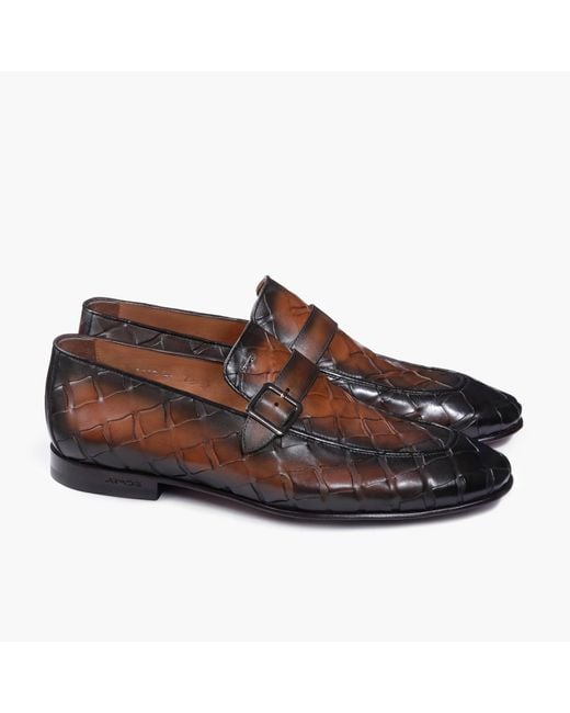 Armos Brown Woven Single Monk Strap for men