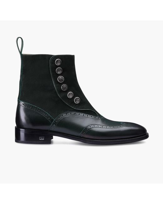 Armos Black Suede & Leather Brogue Boot for men