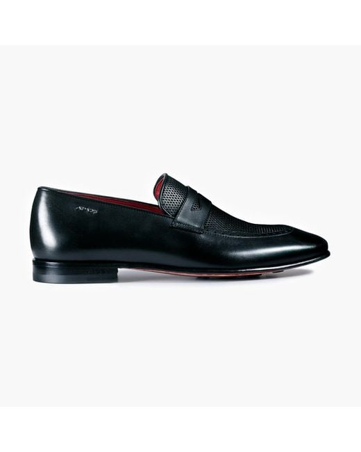 Armos Black Perforated Leather Loafer for men