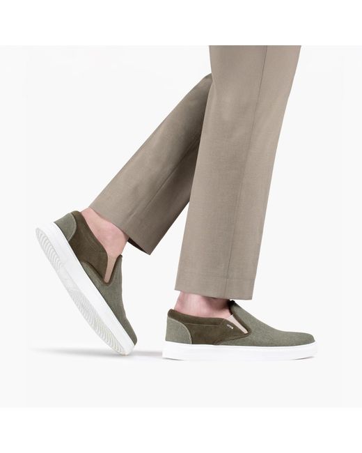 Armos Green Khaki Linen Slip-On Sneaker for men