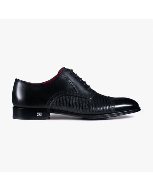Armos Black Textured Leather Brogue Oxford for men