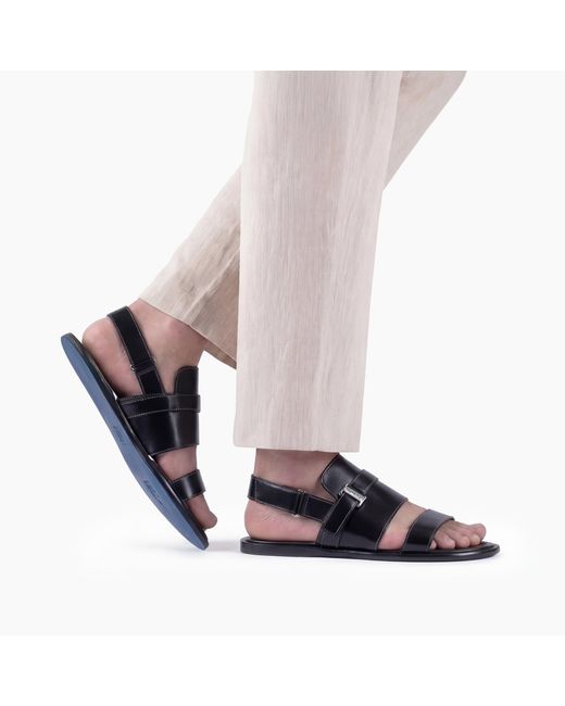 Armos Black Leather Back-Strap Sandal for men