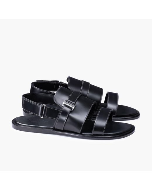 Armos Black Leather Back-Strap Sandal for men
