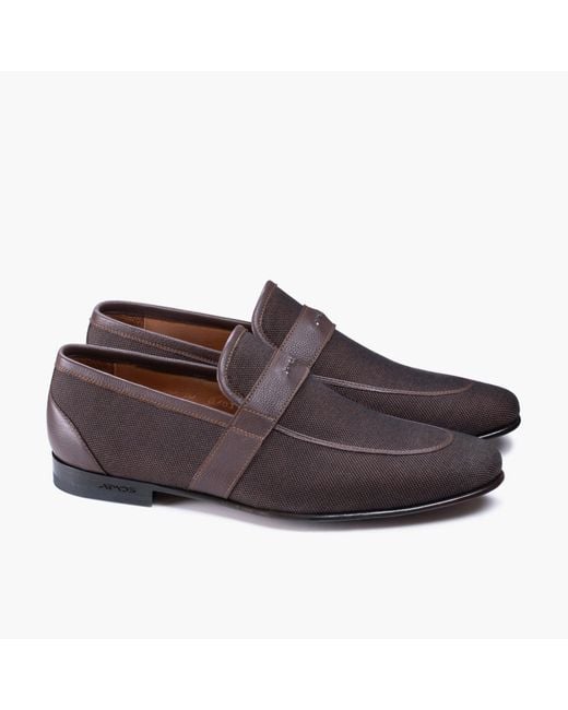 Armos Brown Linen Loafers for men