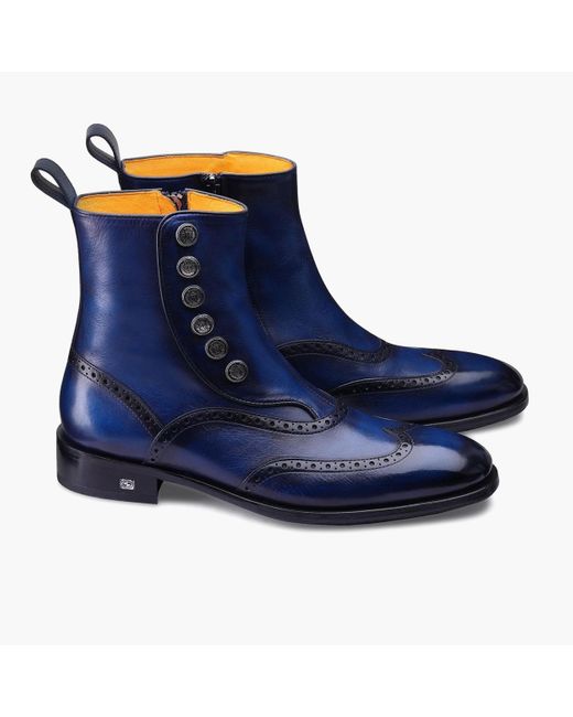 Armos Blue Leather Brogue Boot for men