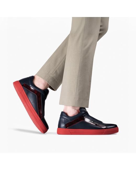 Armos Blue Checkered Leather Sneaker for men