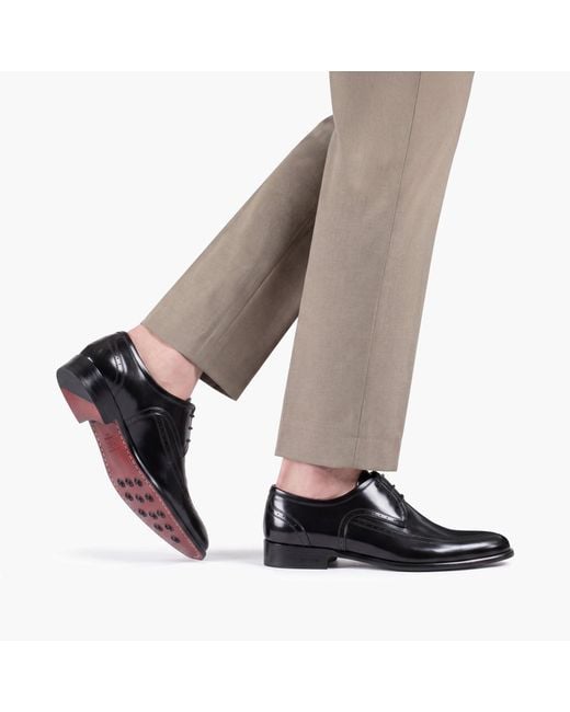 Armos Black Leather Apron-Toe Derby for men