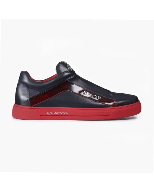 Armos Blue Checkered Leather Sneaker for men