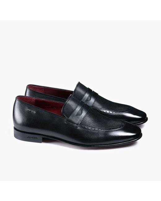Armos Black Perforated Leather Loafer for men