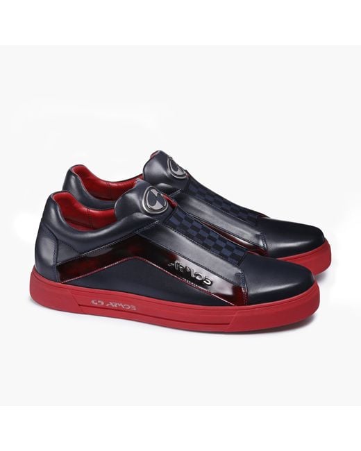 Armos Blue Checkered Leather Sneaker for men