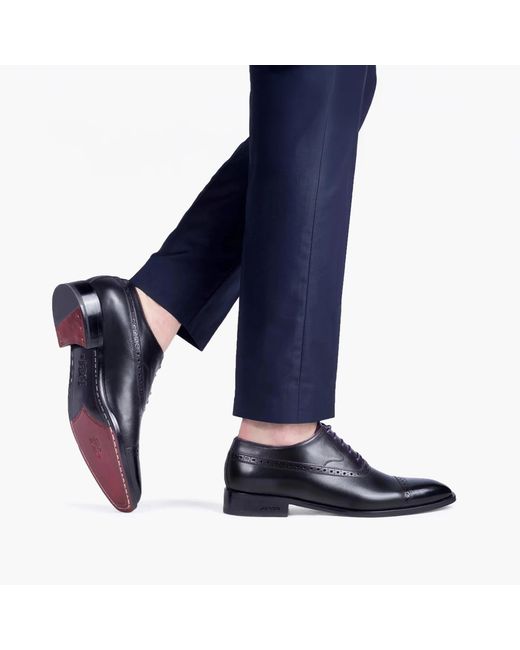 Armos Black Leather Cap Toe Brogue Oxford for men