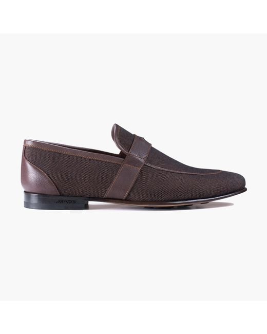 Armos Brown Linen Loafers for men