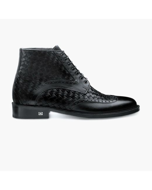 Armos Black Woven Leather Boot for men