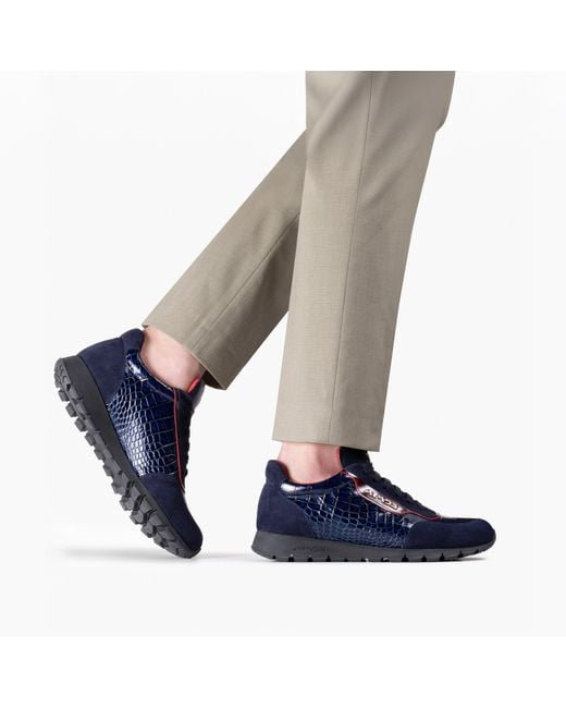 Armos Blue Croc-Embossed Leather Sneaker for men