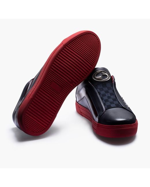 Armos Blue Checkered Leather Sneaker for men