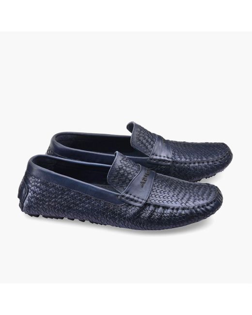 Armos Blue Dark Woven Leather Moccasin for men