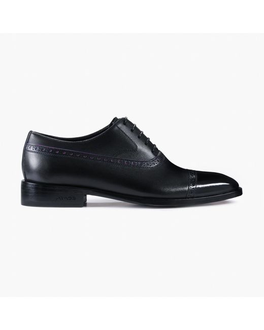 Armos Black Leather Cap Toe Brogue Oxford for men