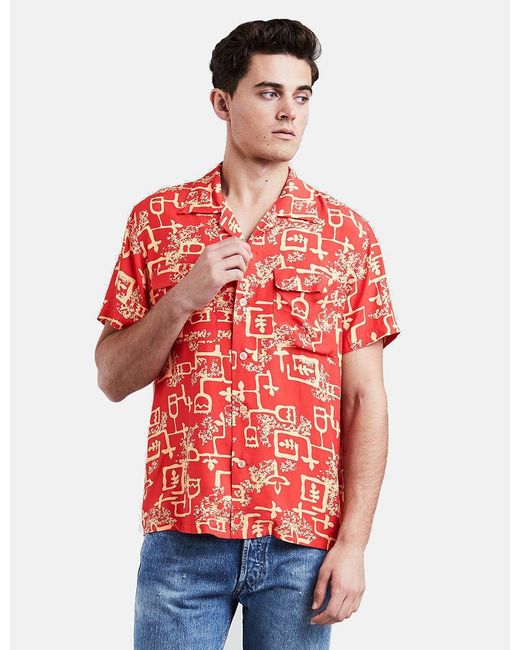 Men's Red Levis Vintage Hawaiian Short Sleeve Shirt (Lark Baked Apple)