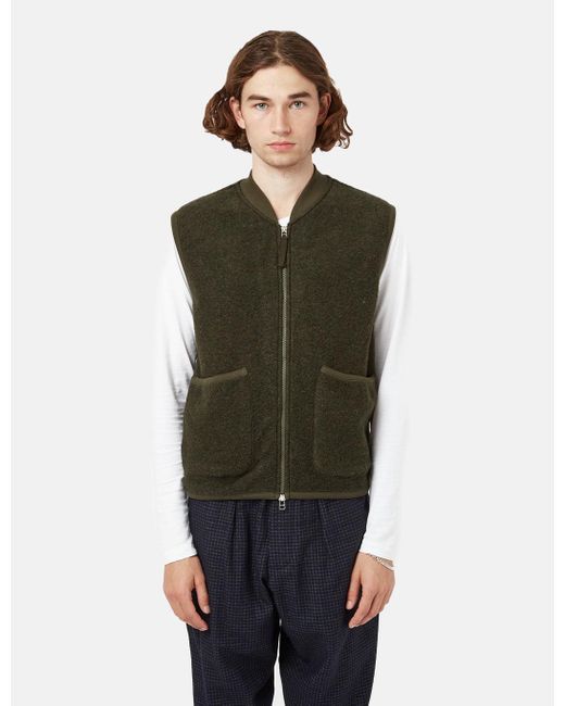 Universal Works Zip Waistcoat (wool Fleece) in Green for Men | Lyst