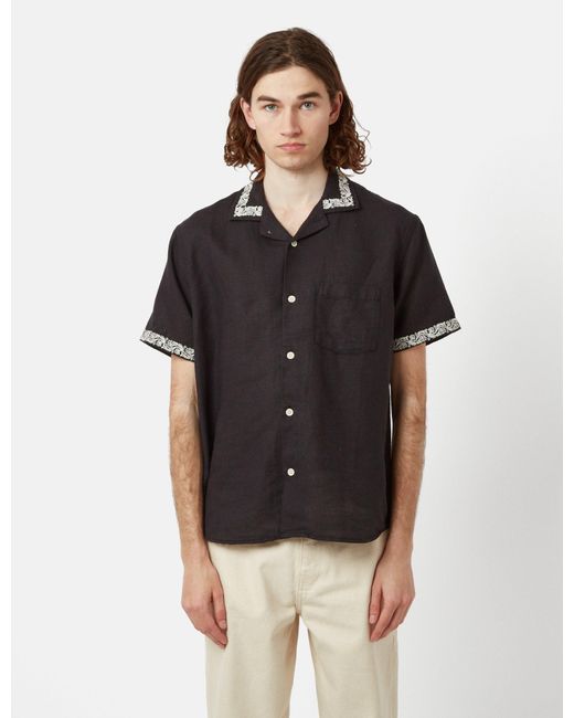 Corridor NYC Hamsa Floral Short Sleeve Linen Shirt in Black for Men | Lyst