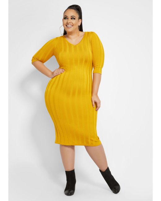 ribbed midi sweater dress