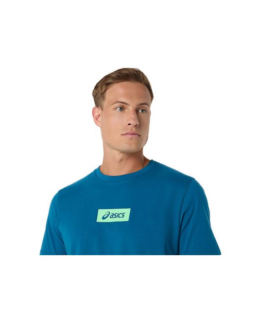Asics Blue Chest Logo Tee for men