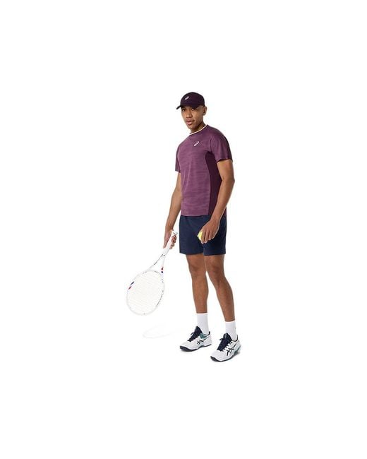 Asics Purple Match Jacquard Ss Top for men