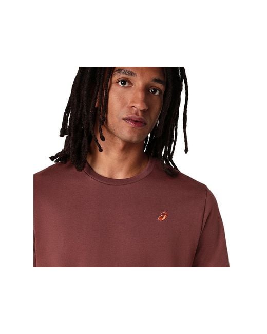 Asics Red Spiral Embroidery Tee for men
