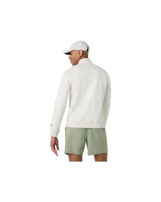 Asics White Court Core Graphic Half Zip Sweatshirt for men