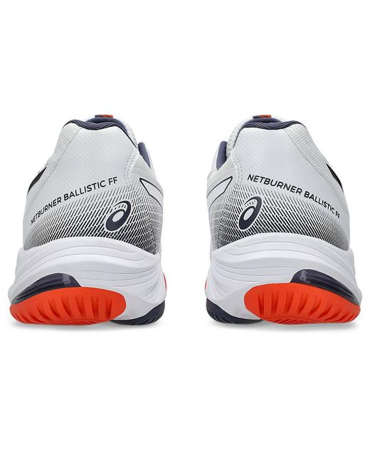 Asics White Netburner Ballistic Flytefoam 3 Volleyball Shoes for men