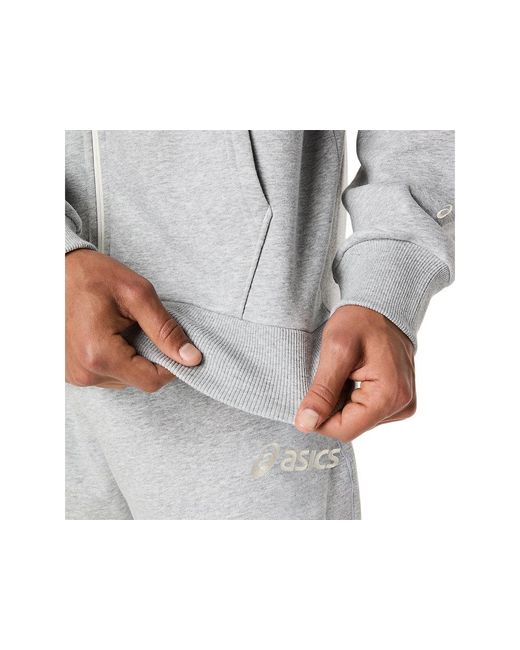 Asics White Logo Fleece Full Zip Hoodie for men
