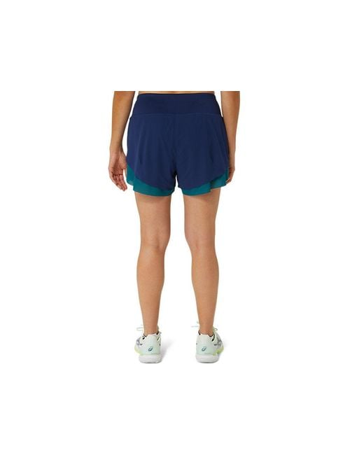 Asics Nagino Tennis 3.5in 2-n-1 Layer Short in het Blue