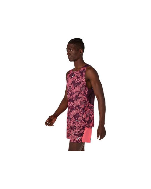 Asics Fujitrail Singlet in het Red voor heren