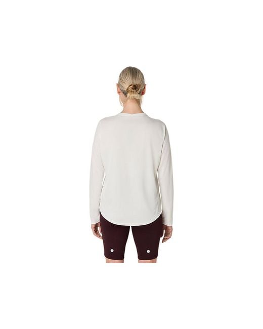 Asics White Fujitrail Logo Ls Top