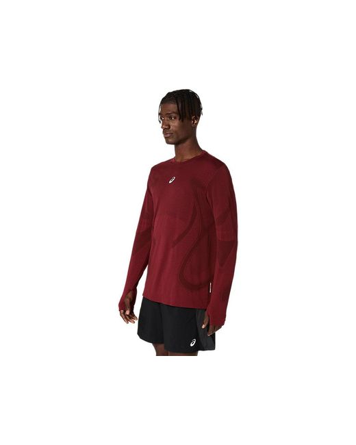 Asics Road Seamless Ls Top in het Red voor heren