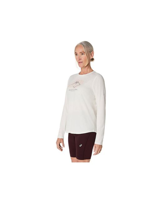 Asics White Fujitrail Logo Ls Top