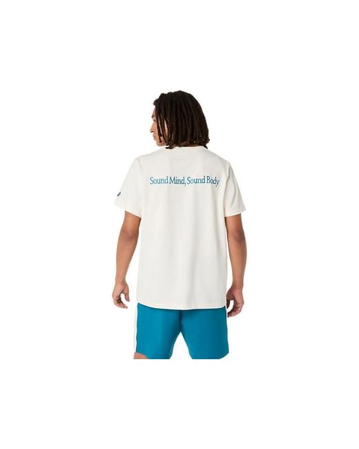 Asics Blue Heritage Heavy Cotton Graphic Tee for men