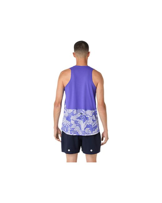 Asics Blue Fujitrail Singlet for men
