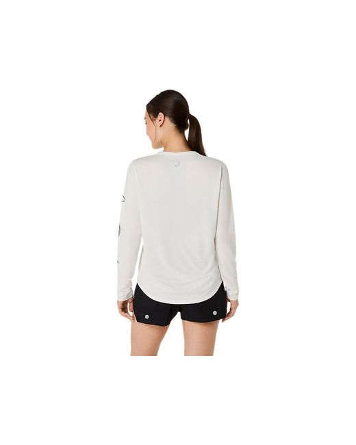 Asics White Fujitrail Logo Ls Top