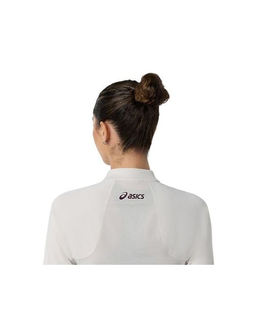 Asics White Match 1/2 Zip Ls Top