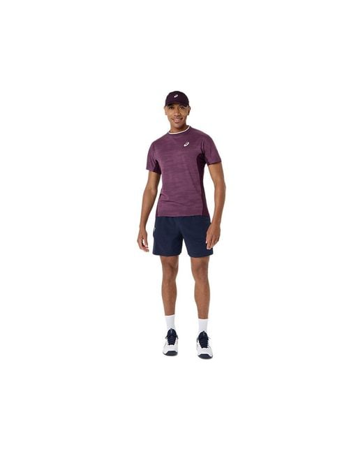 Asics Purple Match Jacquard Ss Top for men