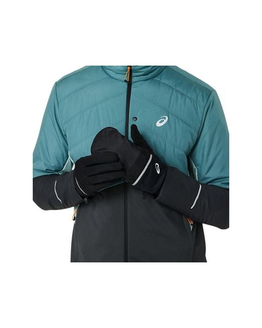 Asics Black Wind-Block Running Gloves for men
