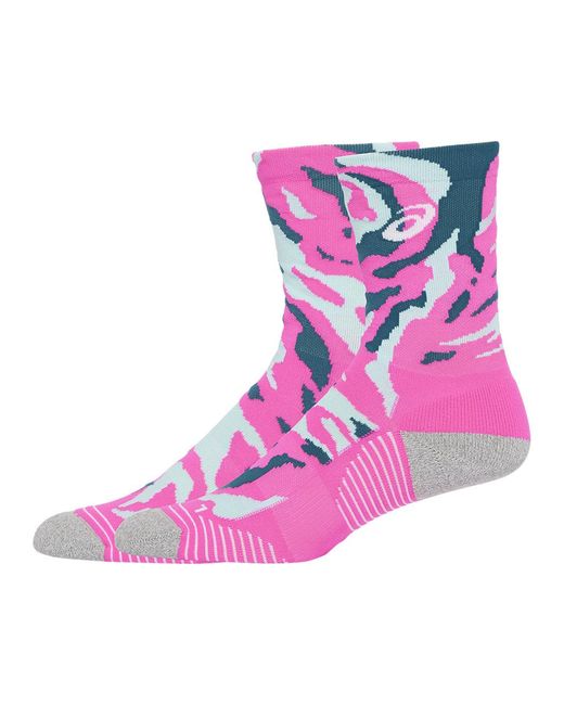Asics Pink Color Camo Run Crew Sock for men