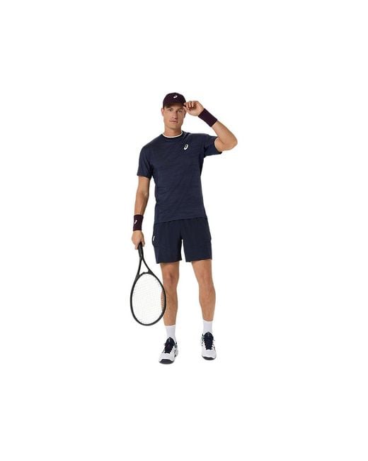 Asics Blue Match Laser Cut 7In Short for men