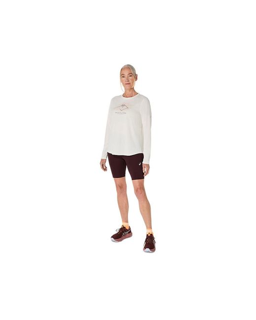 Asics White Fujitrail Logo Ls Top