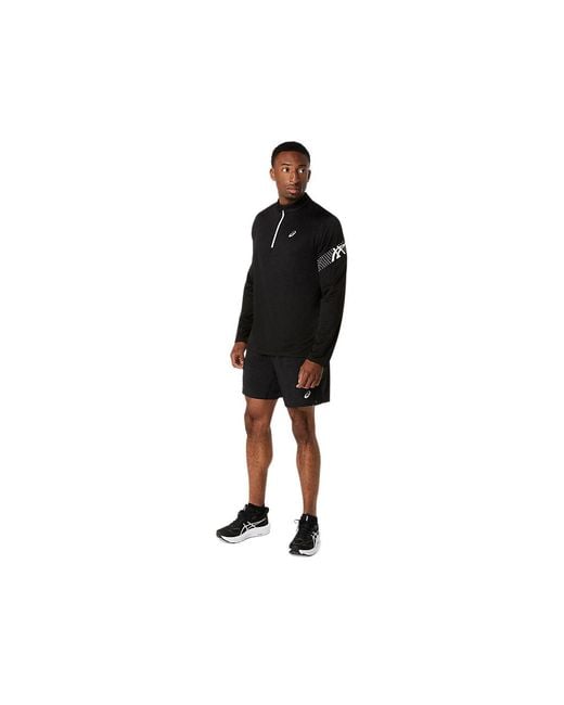 Asics Black Icon Ls 1/2 Zip Top for men